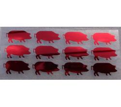 12 Buegelpailletten Schweine spiegel rot